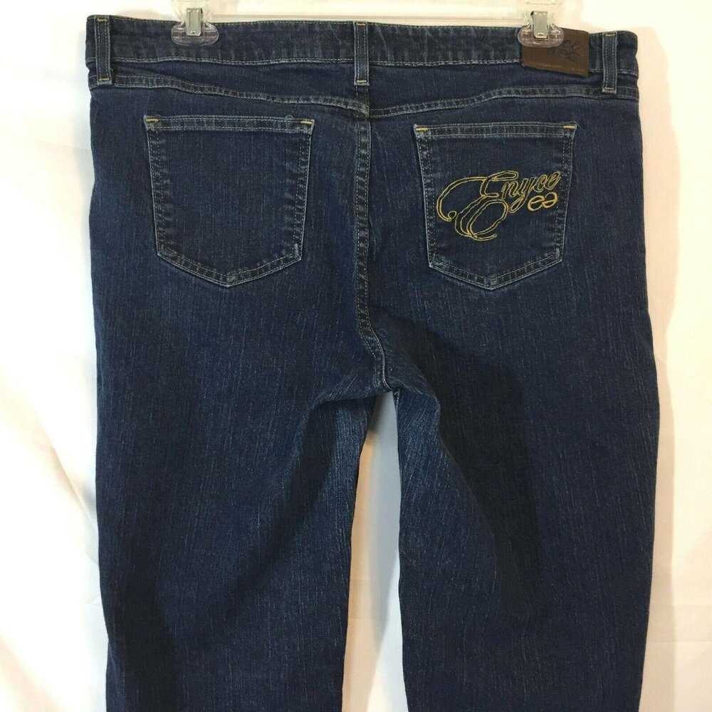 Enyce Womens Jeans Size 18 Denim Blue Mid Rise Embellished Embroidered Stretch